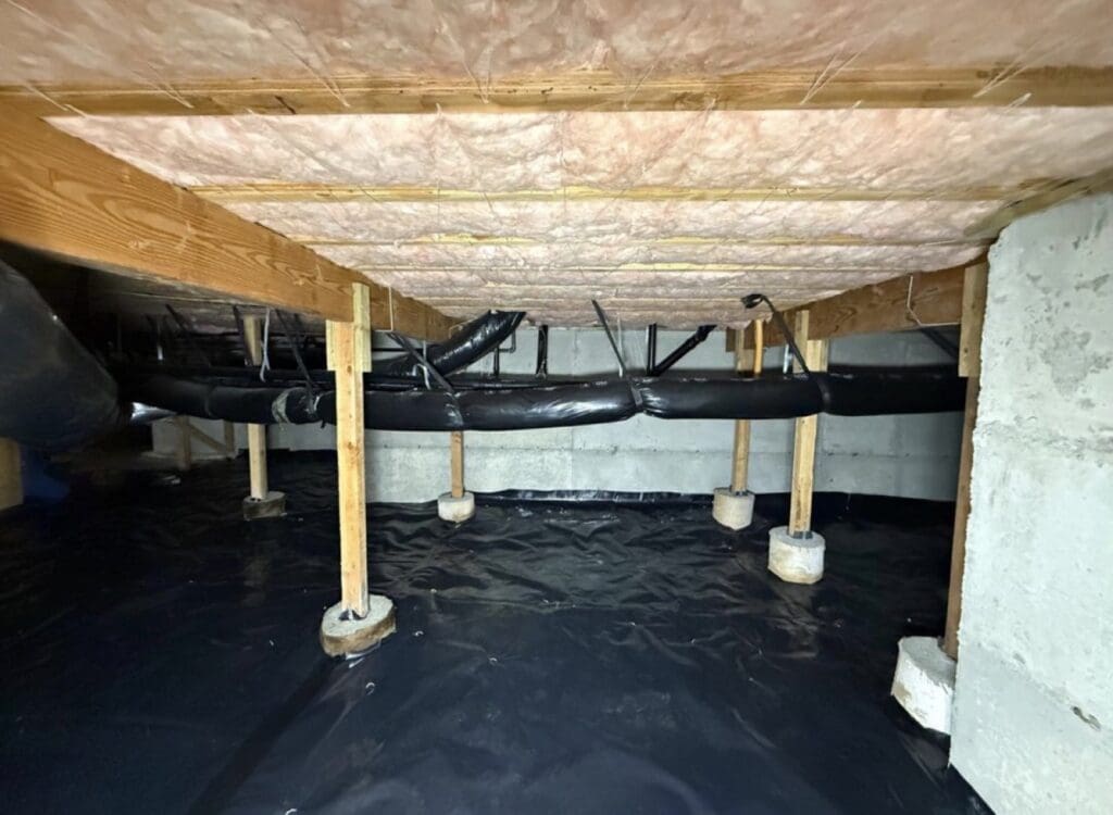 Crawl space with insulation between the floor joists